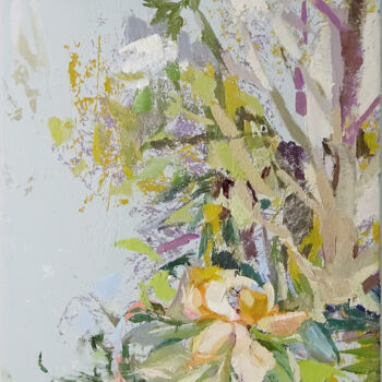 Schilderij getiteld "Ikebana Magnolio" door Clara Martí Aguasca, Origineel Kunstwerk, Acryl