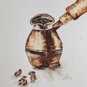 "Turkish Coffee Pot…" başlıklı Tablo Clara Monnerot (L'Atelier Clara Del Sol) tarafından, Orijinal sanat, Suluboya