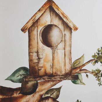 Peinture intitulée "The Bird Family Hou…" par Clara Monnerot (L'Atelier Clara Del Sol), Œuvre d'art originale, Aquarelle