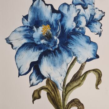 Malarstwo zatytułowany „Cobalt Blue - Origi…” autorstwa Clara Monnerot (L'Atelier Clara Del Sol), Oryginalna praca, Akwarela
