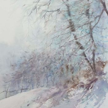 Peinture intitulée "Promenade hivernale" par Clara Pian, Œuvre d'art originale, Aquarelle