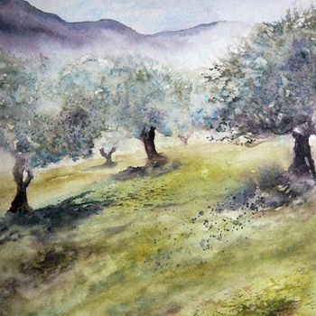 Malerei mit dem Titel "La récolte" von Clara Pian, Original-Kunstwerk, Aquarell