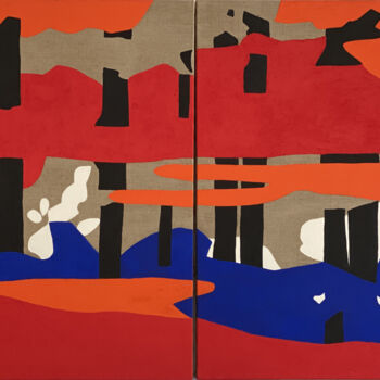 Peinture intitulée "Reflets 1 - 2020" par Clara Ramirez Katz, Œuvre d'art originale, Huile Monté sur Châssis en bois
