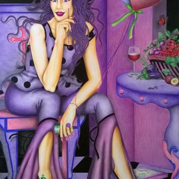 Malarstwo zatytułowany „Purple emotions” autorstwa Clara De Santis, Oryginalna praca, Pastel