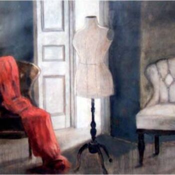 Pintura intitulada "Cadires i Maniquí 1…" por Clara Vidal, Obras de arte originais, Outro