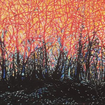Painting titled "The Forest in Flames" by Clare Wrench, Original Artwork, Acrylic