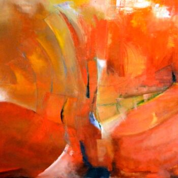 Pittura intitolato "Composition in Red 1" da Clari Netzer, Opera d'arte originale, Olio Montato su Telaio per barella in leg…