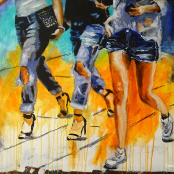 Peinture intitulée "Steps on the sidewa…" par Corina Schröder, Œuvre d'art originale, Acrylique