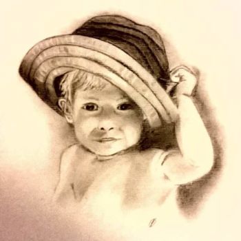 Drawing titled "Baby" by Bellini, Original Artwork, Charcoal