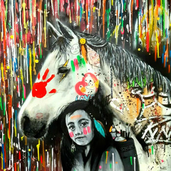 Malerei mit dem Titel "Indian Girl" von Kevin Bardin, Original-Kunstwerk, Acryl