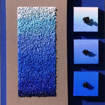 Peinture intitulée "Bleu - Cosses & Pois" par Kim-Anh, Œuvre d'art originale