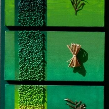 Peinture intitulée "Vert - Triptyque Ha…" par Kim-Anh, Œuvre d'art originale