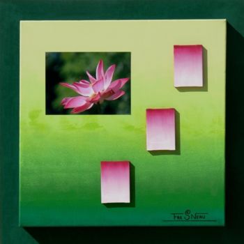 Peinture intitulée "Vert - Fleur de Lot…" par Kim-Anh, Œuvre d'art originale