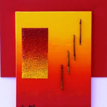 Peinture intitulée "Rouge - T Pois & Ti…" par Kim-Anh, Œuvre d'art originale