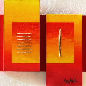 Peinture intitulée "Rouge - H Corde & C…" par Kim-Anh, Œuvre d'art originale