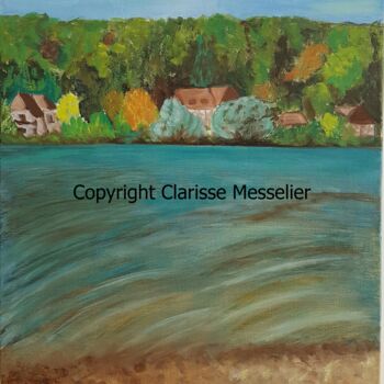 Painting titled "Bords de Seine" by Clarisse Messelier, Original Artwork, Oil
