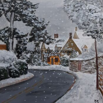 Painting titled "Flocons" by Clarisse Messelier, Original Artwork, Acrylic Mounted on Other rigid panel