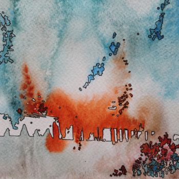 Painting titled "Impromptu - aquarel…" by Clau Redier-Clément, Original Artwork, Watercolor Mounted on Glass