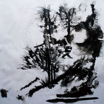 Peinture intitulée "Peuple nocturne - e…" par Clau Redier-Clément, Œuvre d'art originale, Encre