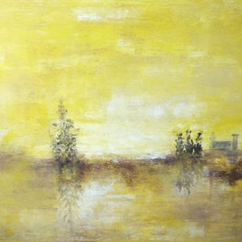 Malerei mit dem Titel "Ciel d'or pour une…" von Clau Redier-Clément, Original-Kunstwerk, Acryl