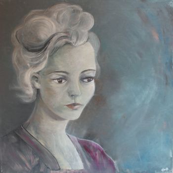 Pintura titulada "La femme bleue - po…" por Clau Redier-Clément, Obra de arte original, Oleo Montado en Bastidor de camilla…