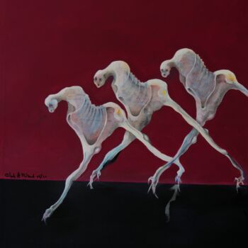 Painting titled "FUITE / ESCAPING" by Claude André Thibaud, Original Artwork, Acrylic Mounted on Wood Stretcher frame