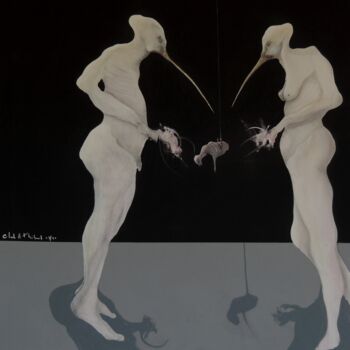Картина под названием "L'ESCHE/THE BAIT" - Claude André Thibaud, Подлинное произведение искусства, Акрил Установлен на Дерев…