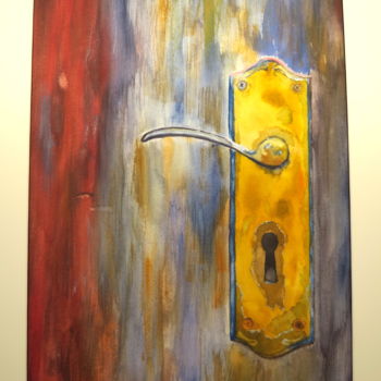 Malerei mit dem Titel "open the door" von Claude Berghmans, Original-Kunstwerk, Aquarell