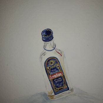 Painting titled "the bottle is drunk" by Claude Berghmans, Original Artwork, Watercolor