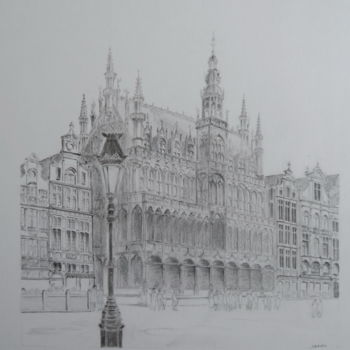 Σχέδιο με τίτλο "Brussel" από Claude Berghmans, Αυθεντικά έργα τέχνης, Μολύβι