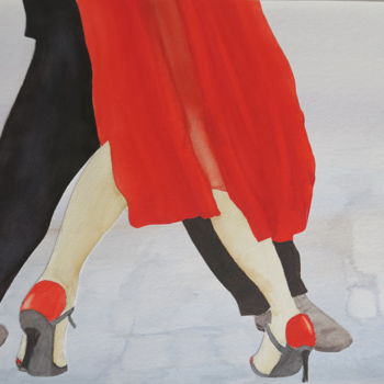Ζωγραφική με τίτλο "let's dance" από Claude Berghmans, Αυθεντικά έργα τέχνης, Ακουαρέλα