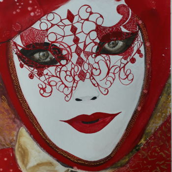 Ζωγραφική με τίτλο "carnaval in Venice" από Claude Berghmans, Αυθεντικά έργα τέχνης, Ακουαρέλα