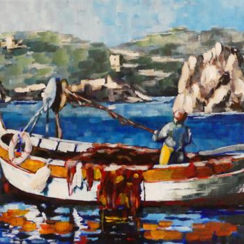 「La pêche à Porquero…」というタイトルの絵画 Claude Bonninによって, オリジナルのアートワーク, アクリル