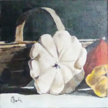 Painting titled "Potiron blanc" by Claude Bonnin, Original Artwork, Acrylic
