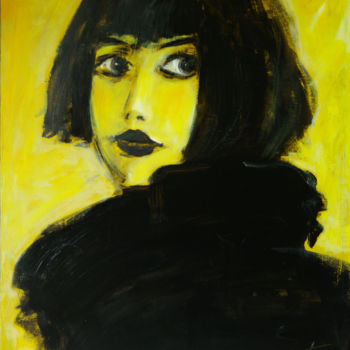 Ζωγραφική με τίτλο "Modèle jaune profil" από Claude Bordat, Αυθεντικά έργα τέχνης, Λάδι Τοποθετήθηκε στο Ξύλινο φορείο σκελε…