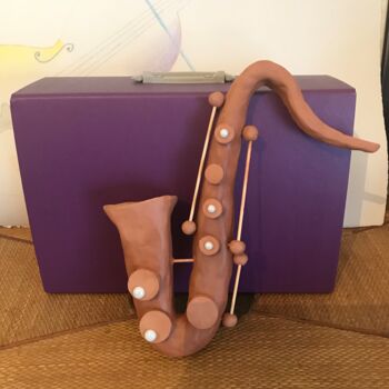 Skulptur mit dem Titel "Saxophone en argile…" von Argilemusik, Original-Kunstwerk, Ton