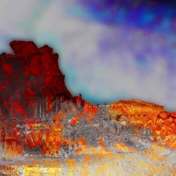 Digitale Kunst mit dem Titel "Les roches rouges" von Claude Cossu, Original-Kunstwerk, Digitale Malerei