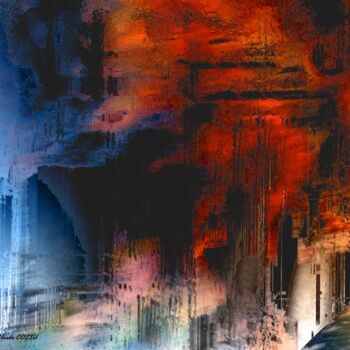 Digital Arts titled "Eruption sous l'Atl…" by Claude Cossu, Original Artwork, Digital Painting