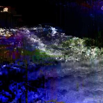 Digital Arts titled "Nocturne en bord de…" by Claude Cossu, Original Artwork, Digital Painting