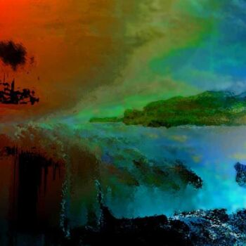 Digital Arts titled "Mirage de sang sur…" by Claude Cossu, Original Artwork, Digital Painting