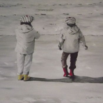 绘画 标题为“Promenade d'hiver à…” 由Claude Cros, 原创艺术品, 油