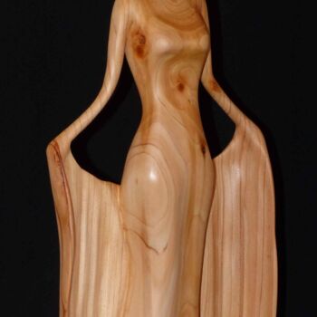 Skulptur mit dem Titel "Soleil d'étoiles" von Claude David, Original-Kunstwerk, Holz