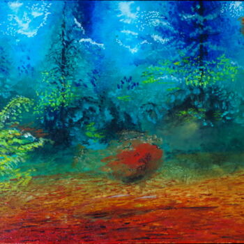 Painting titled "Lisière d'une forêt…" by Claude De Jouvancourt, Original Artwork, Acrylic