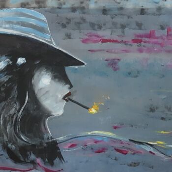 Peinture intitulée "Femme à la cigarette" par Claude Degret, Œuvre d'art originale, Acrylique