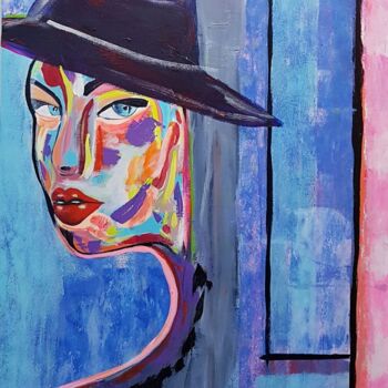 Painting titled "la-femme-au-regard-…" by Claude Degret, Original Artwork, Acrylic