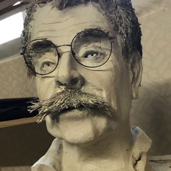 Sculpture titled "Doc" by Claude Demay, Original Artwork, Terra cotta