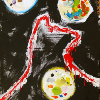 Painting titled "Fantôme n° 2" by Claude Eloi, Original Artwork, Collages Mounted on Wood Stretcher frame