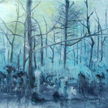 Peinture intitulée "Forêt bleue" par Emma, Œuvre d'art originale