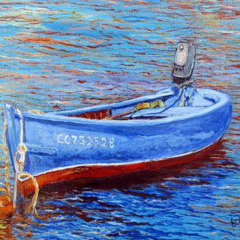 Peinture intitulée "ANCRAGE (Barque en…" par Claude Evrard, Œuvre d'art originale, Huile Monté sur Châssis en bois