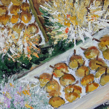 Malerei mit dem Titel "FLEURS ET FRUITS" von Claude Evrard, Original-Kunstwerk, Öl Auf Keilrahmen aus Holz montiert